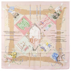 auth HERMES pink FETES VENITIENNES 90 silk twill Scarf