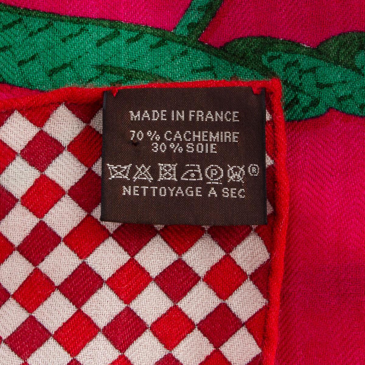 auth HERMES pink FOUETS ET BADINES 140 cashmere silk Shawl Scarf 1