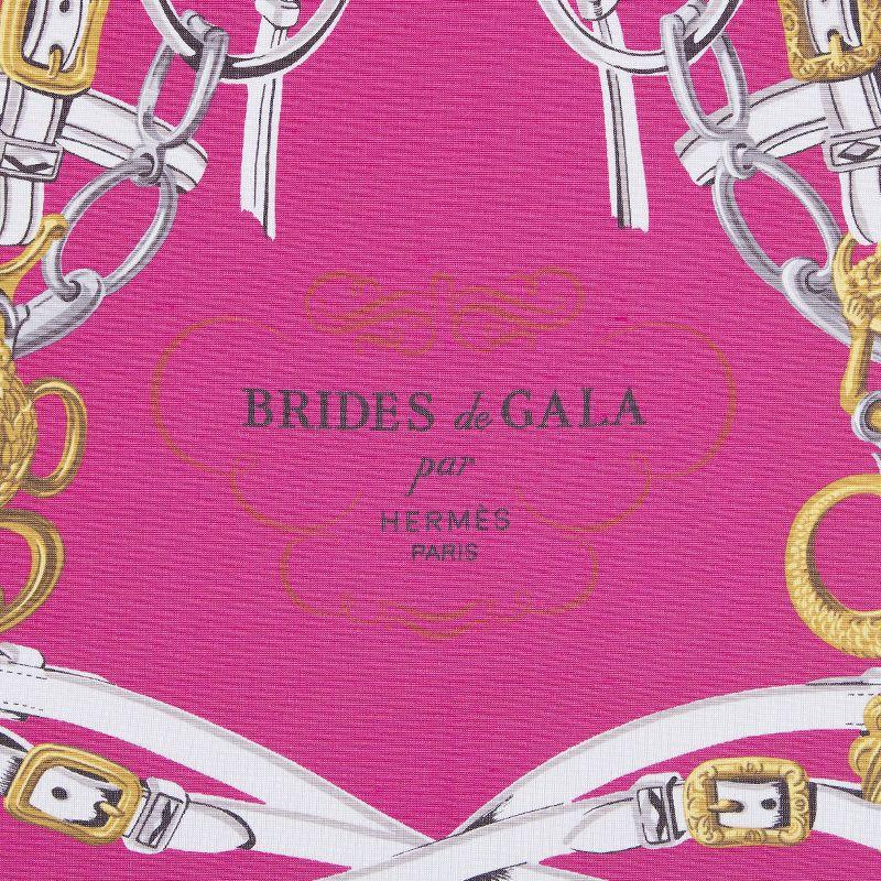 Hermes 'Brides de Gala' in white and pink silk jersey (100%) with details in grey and antique gold. Brand new.

Width 90cm (35.1in)
Height 90cm (35.1in)