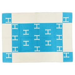 Aut. Manta para bebé Hermes Plaid Avalon – 135 x 95 cm - Genévrier Blanc - Nueva