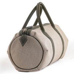 Auth. Hermès Bag Polochon - 30cm Canvas Natural/ Leather New