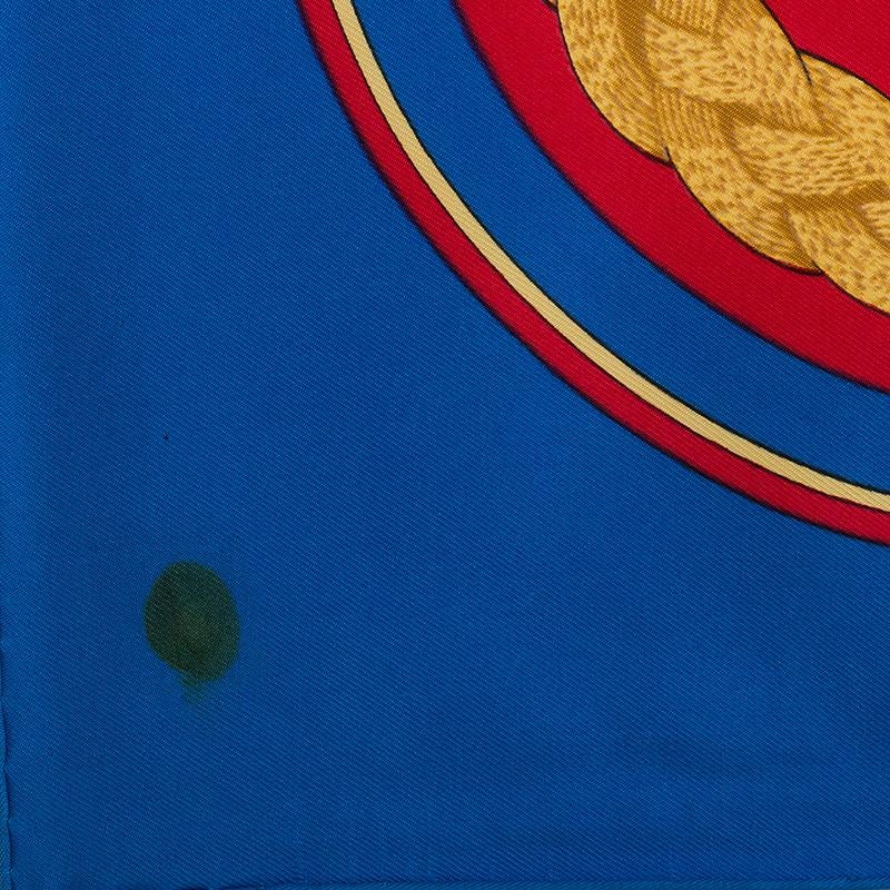 Red auth HERMES red blue GAUCHO 90 silk twill Scarf