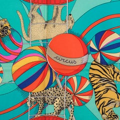 auth HERMES red green CIRCUS 90 silk twill Scarf