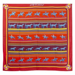 Retro auth HERMES red SEQUENCES 140 cashmere silk Shawl Scarf