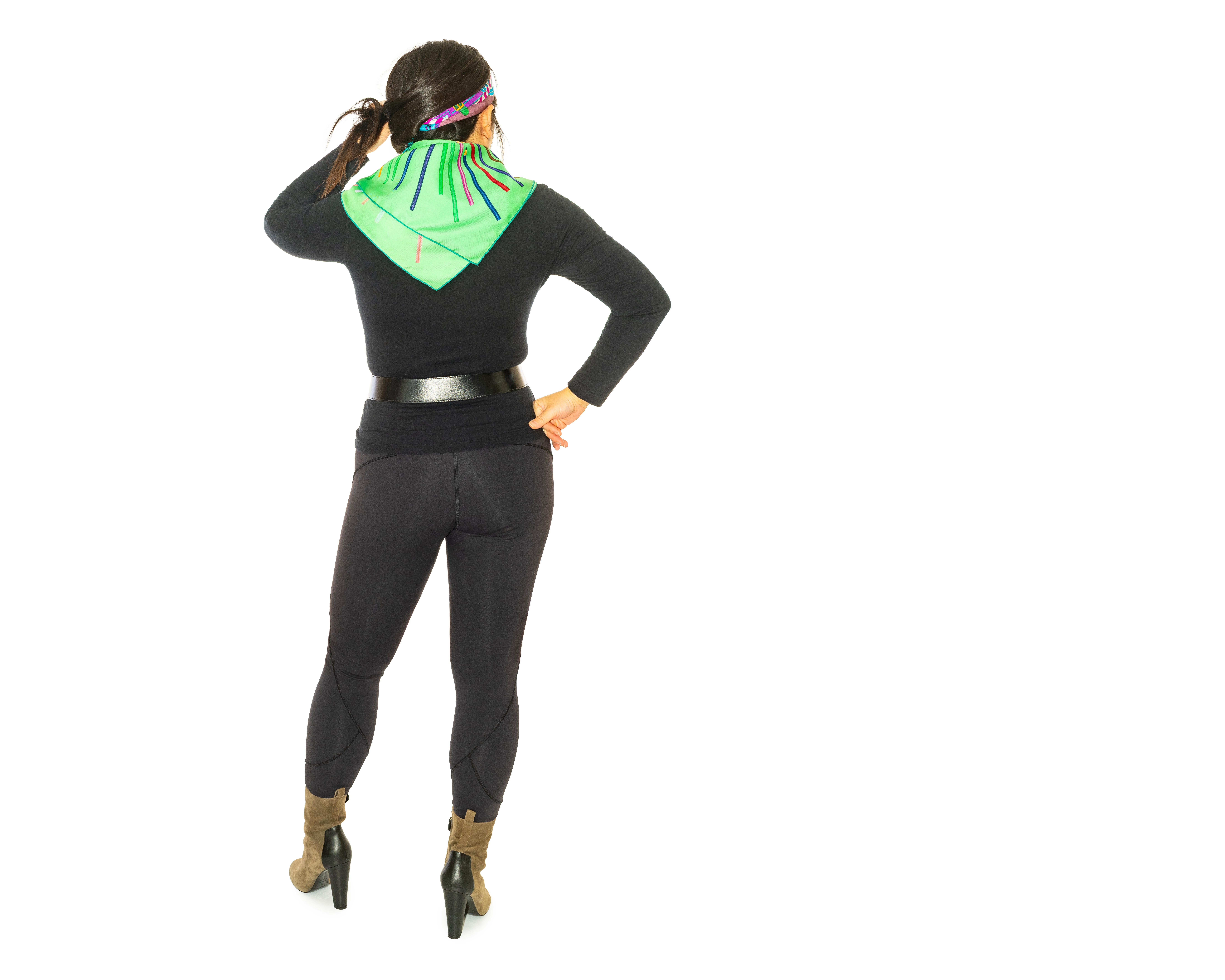 De las mujeres Aut. Bufanda Hermes A vos Crayons - Verde - Exc. Condición Cuidado Etiqueta en venta