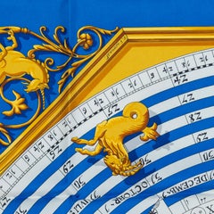 Auth. Hermès Foulard Astrologie Forever - Bleu Cobalt Vieil Or Blanc New Store Tag