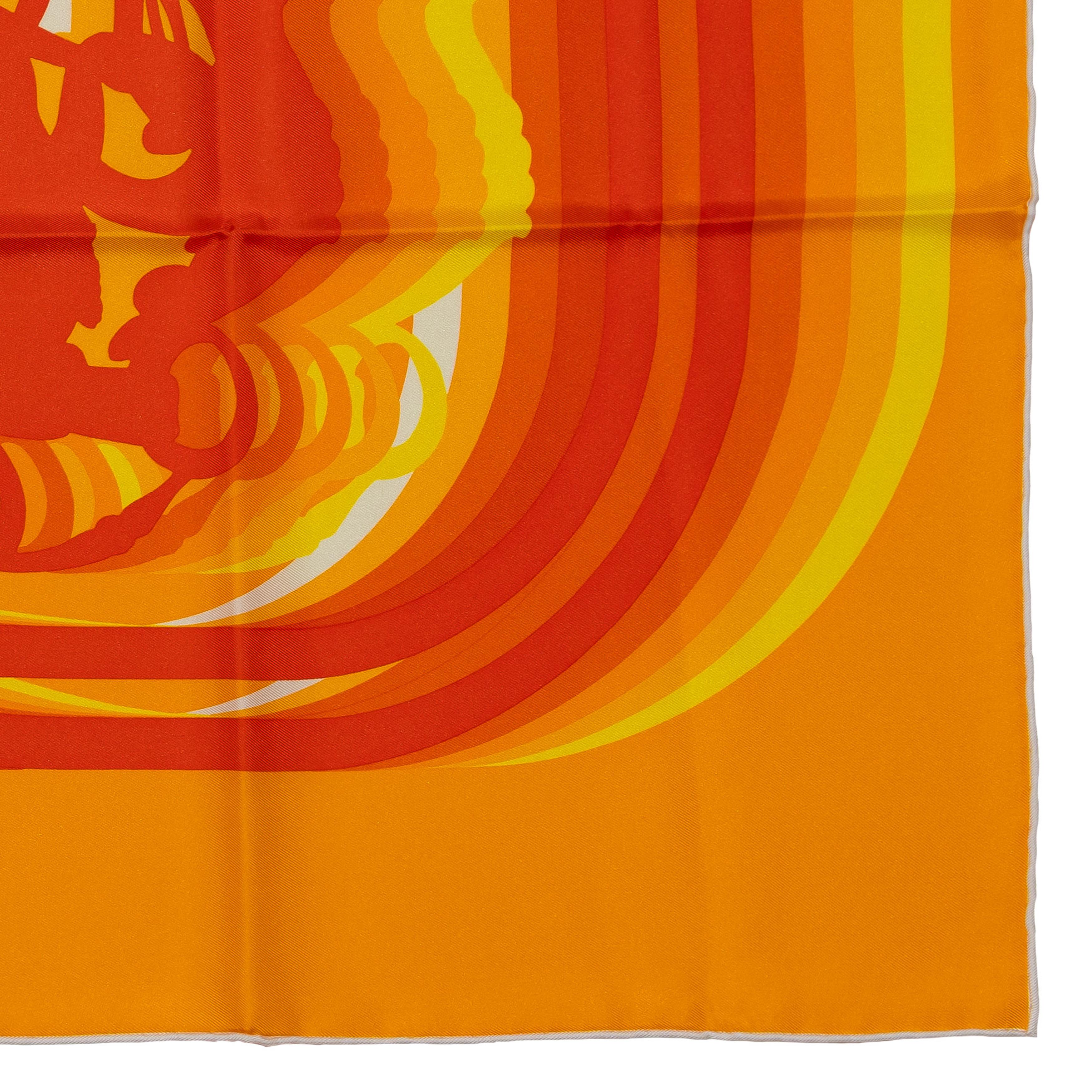 Auth. Hermès Foulard Brides de Gala Shadow - Soleil Orange Yellow - New Care Tag 8