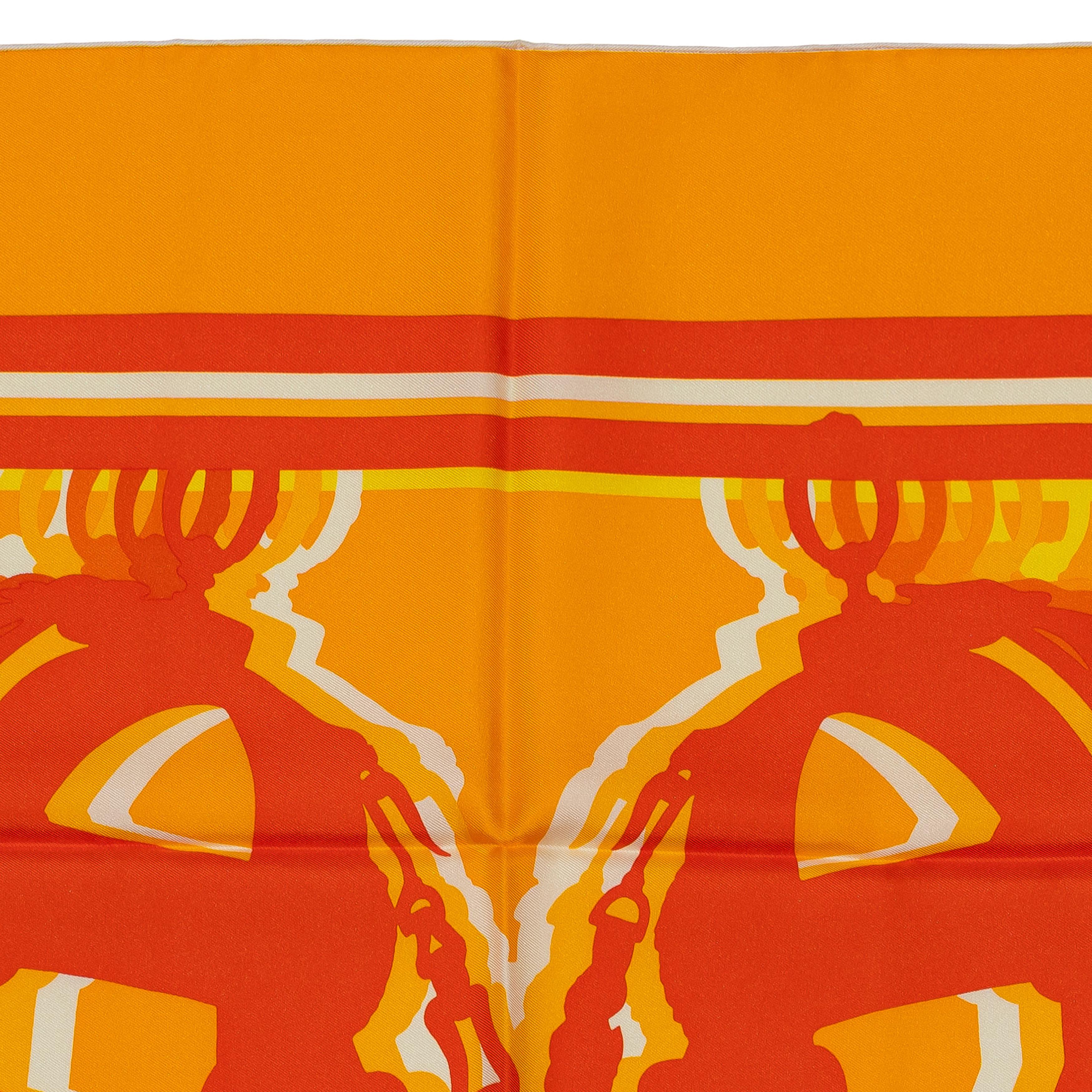 Auth. Hermès Foulard Brides de Gala Shadow - Soleil Orange Yellow - New Care Tag 1