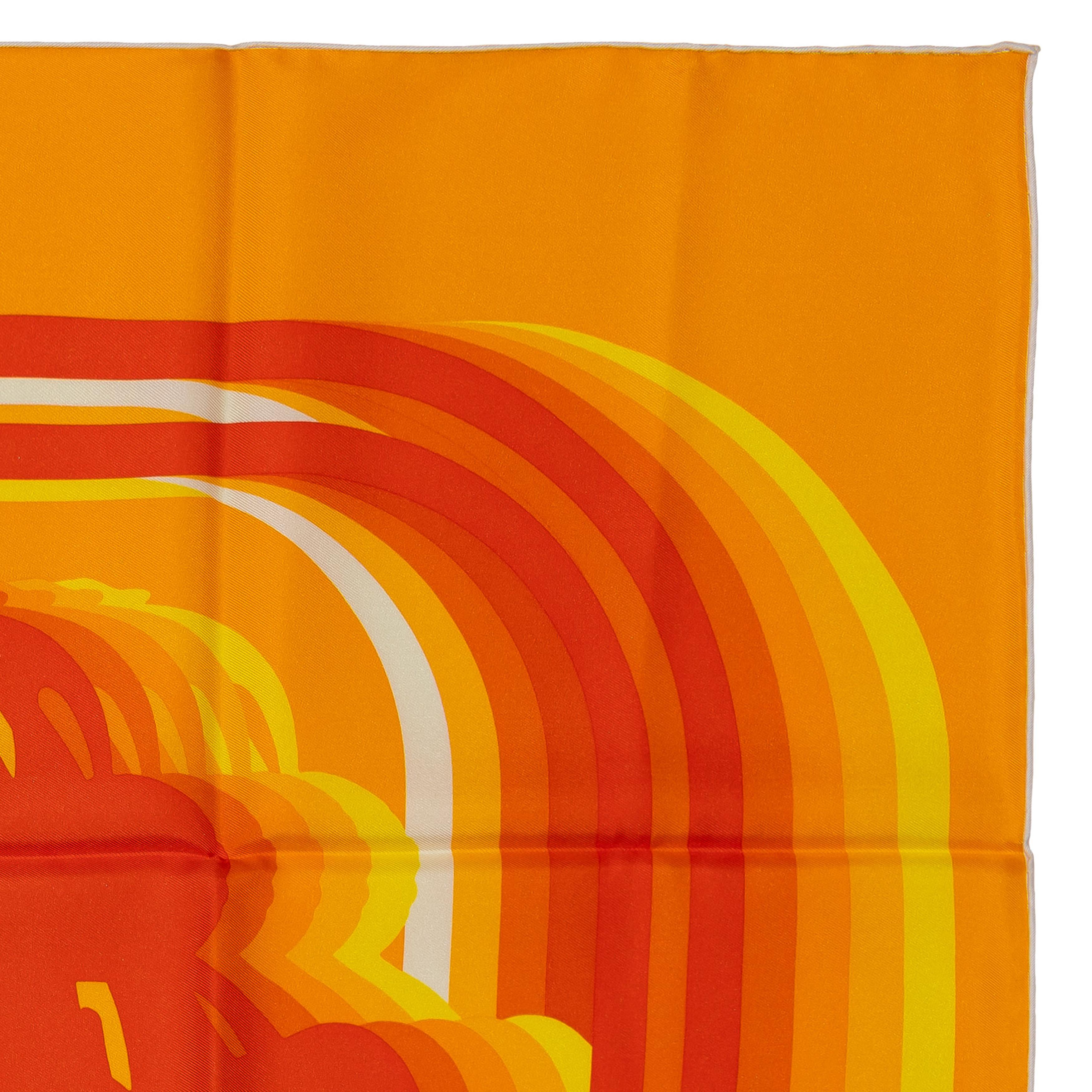Auth. Hermès Foulard Brides de Gala Shadow - Soleil Orange Yellow - New Care Tag 2
