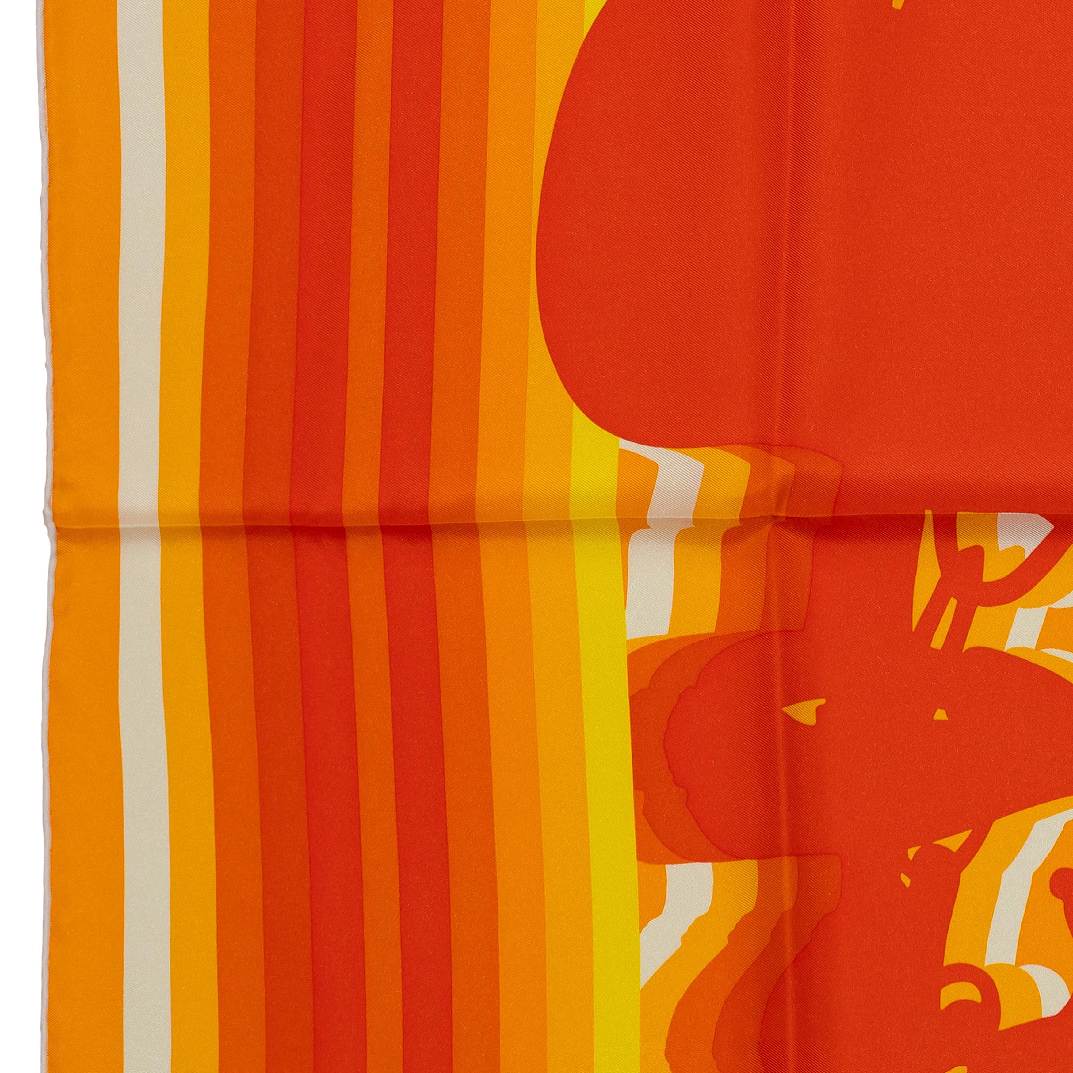 Auth. Hermès Foulard Brides de Gala Shadow - Soleil Orange Yellow - New Care Tag 3