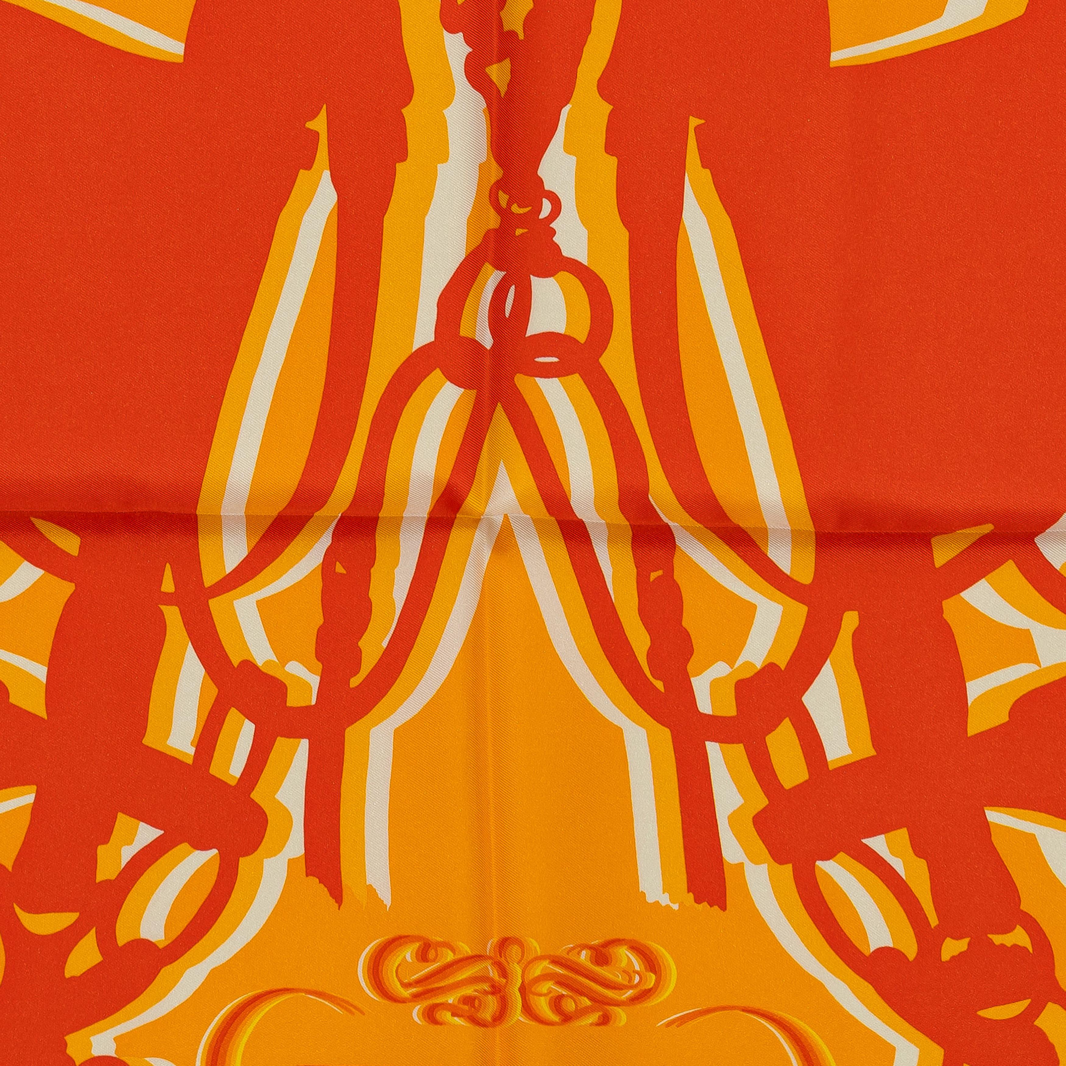 Auth. Hermès Foulard Brides de Gala Shadow - Soleil Orange Yellow - New Care Tag 4