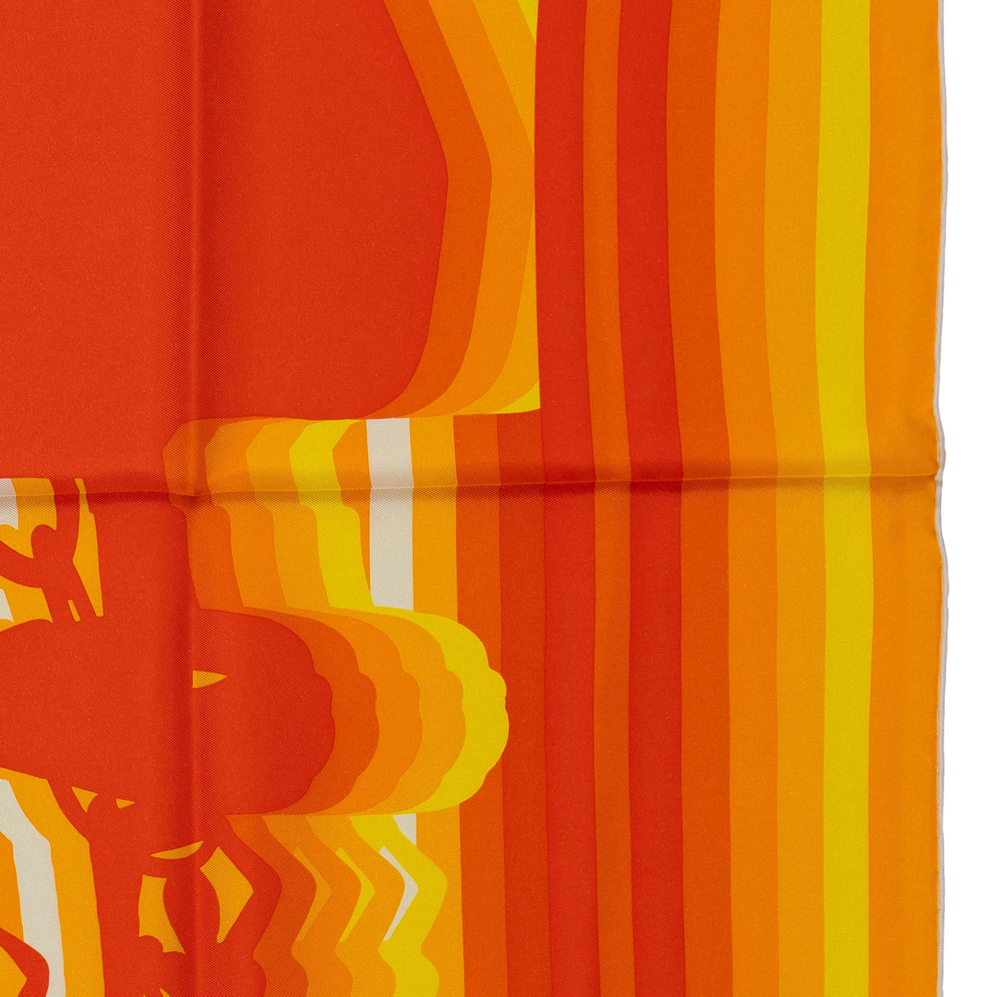Auth. Hermès Foulard Brides de Gala Shadow - Soleil Orange Yellow - New Care Tag 5
