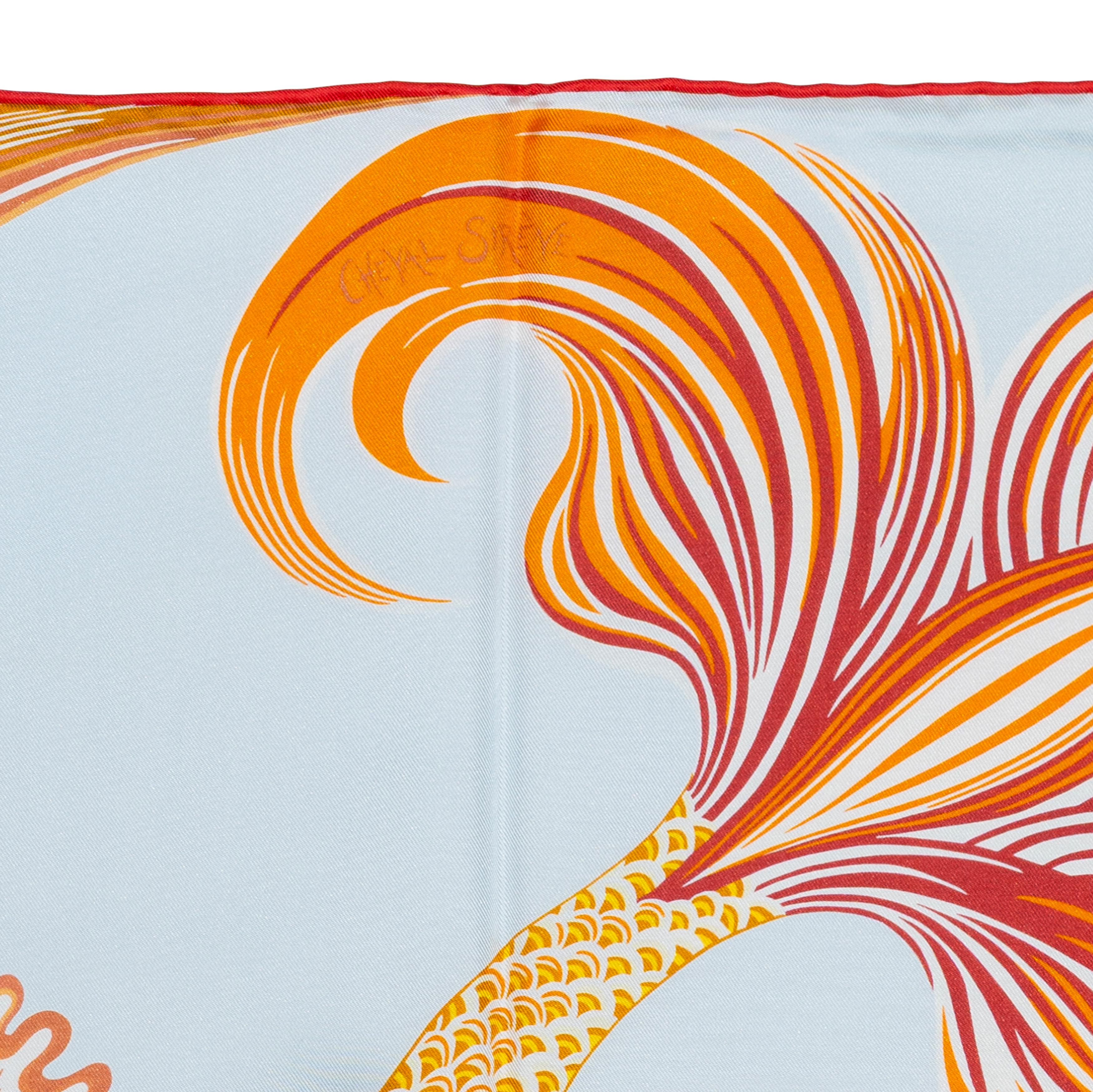 Auth. Hermès Foulard Cheval Sirène - Double Face - Bleu Ciel Rose New Store Tag en vente 10