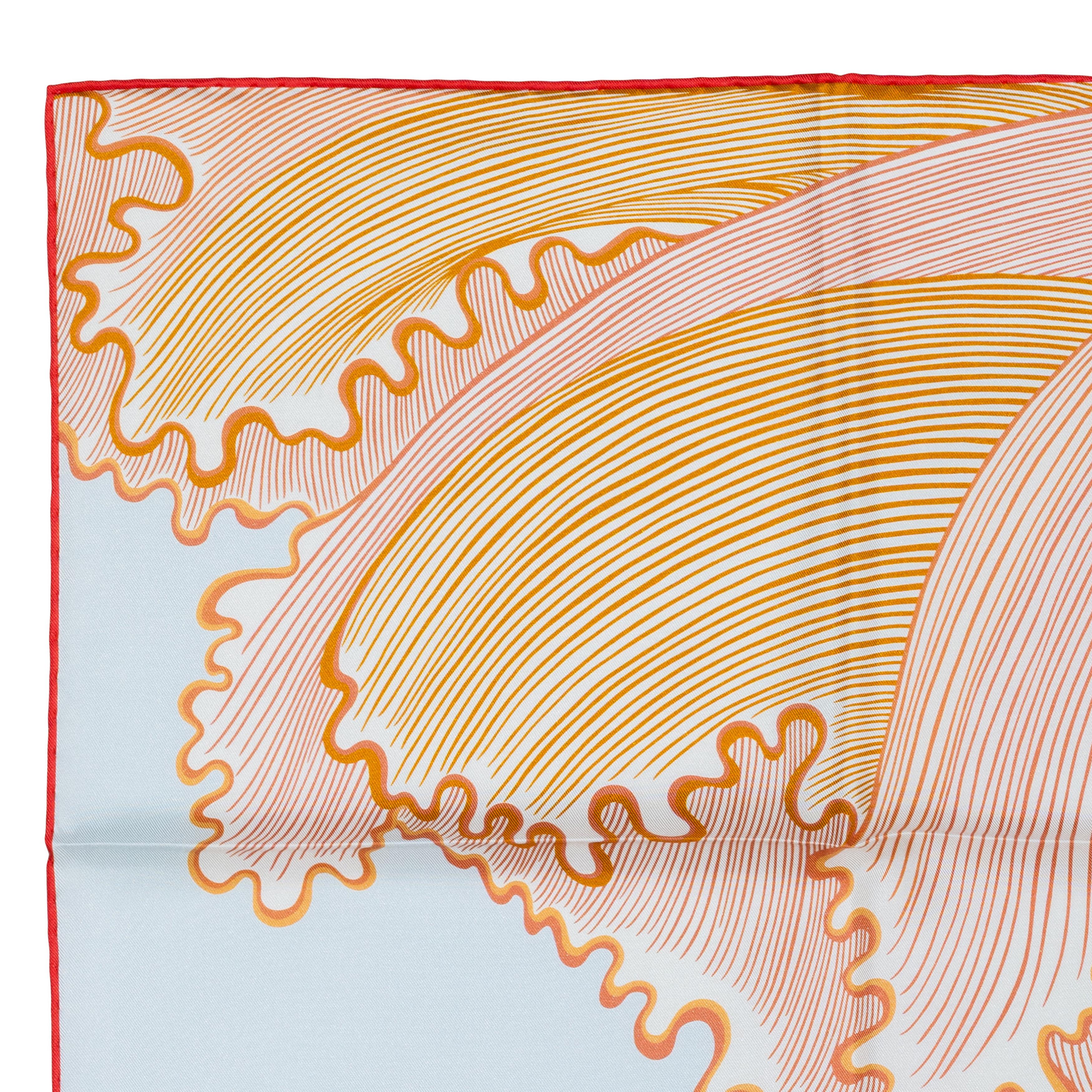 Auth. Hermès Foulard Cheval Sirène - Double Face - Bleu Ciel Rose New Store Tag en vente 12