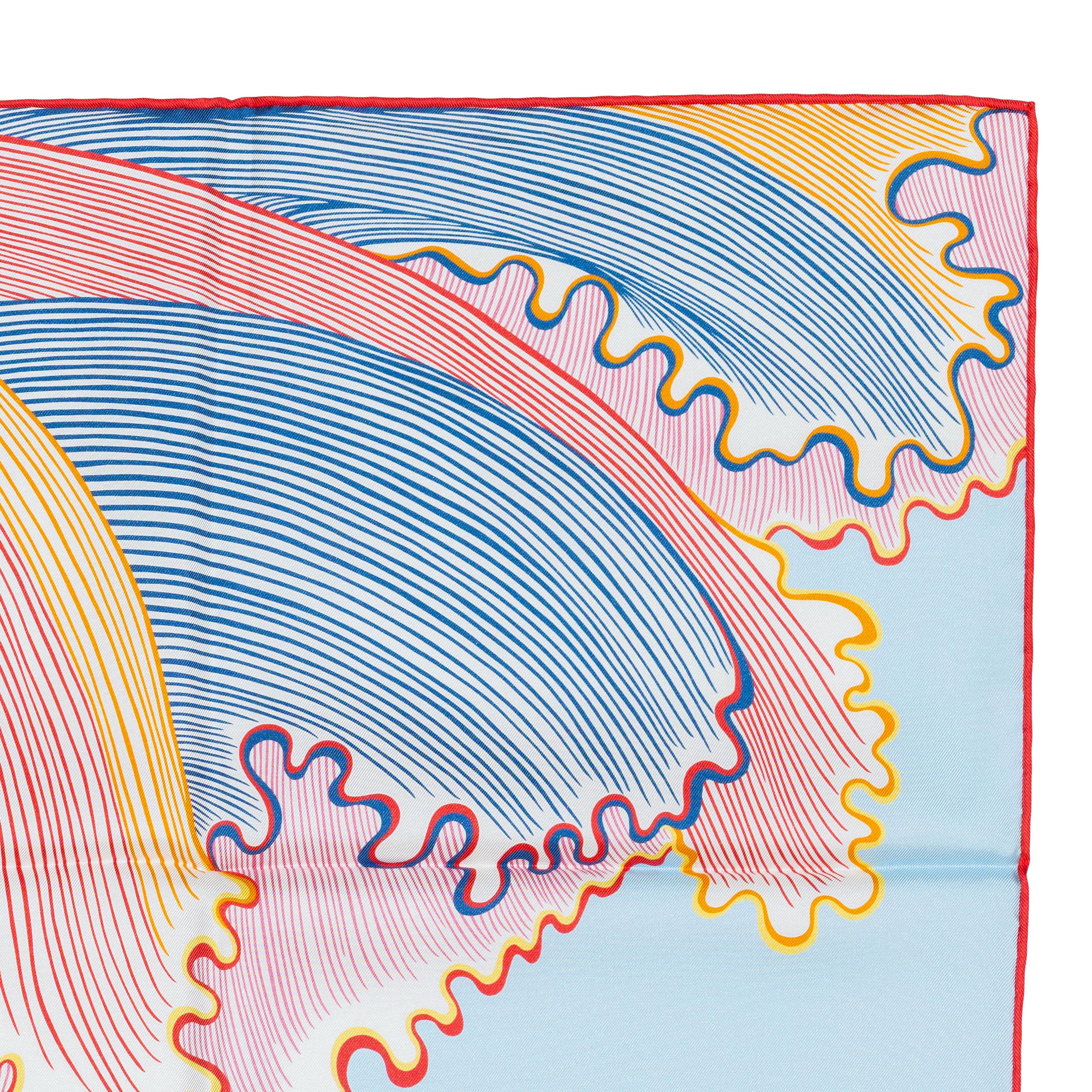 Auth. Hermès Foulard Cheval Sirène - Double Face - Bleu Ciel Rose New Store Tag Pour femmes en vente