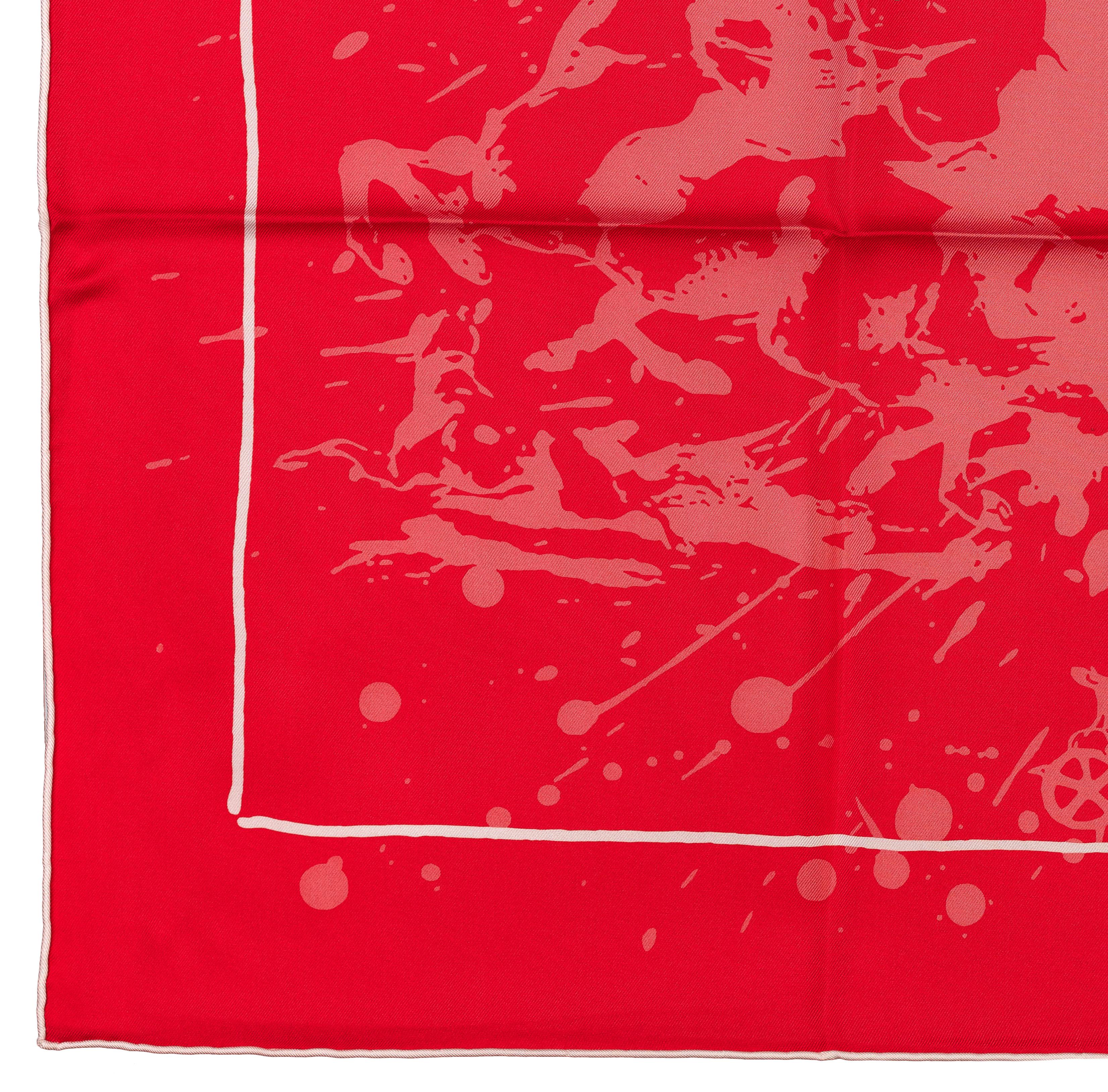 Auth. Hermes Foulard Cheval Surprise - White Red - NWCTS NEW Rare ! en vente 6