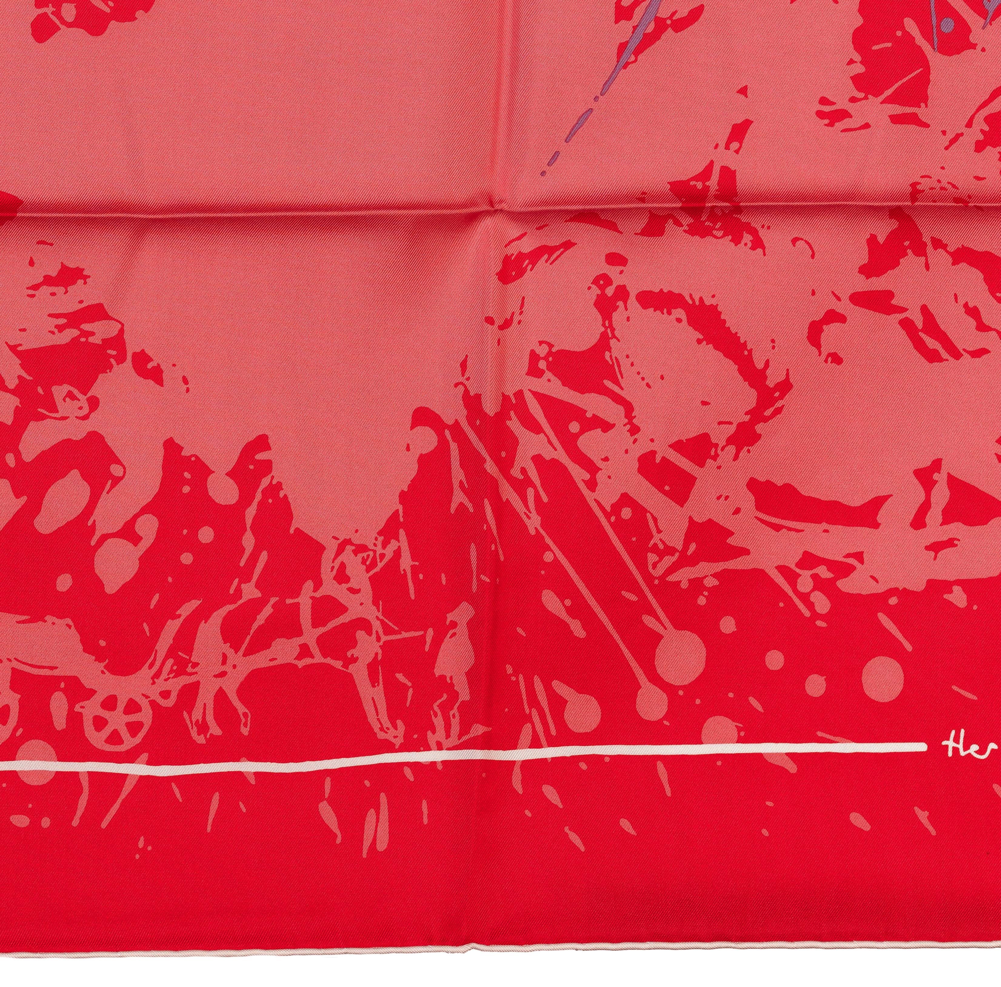 Auth. Hermes Foulard Cheval Surprise - White Red - NWCTS NEW Rare ! en vente 7