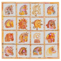 Auth. Hermès Scarf Chevaloscope - Blanc Orange Parme New Store Tag