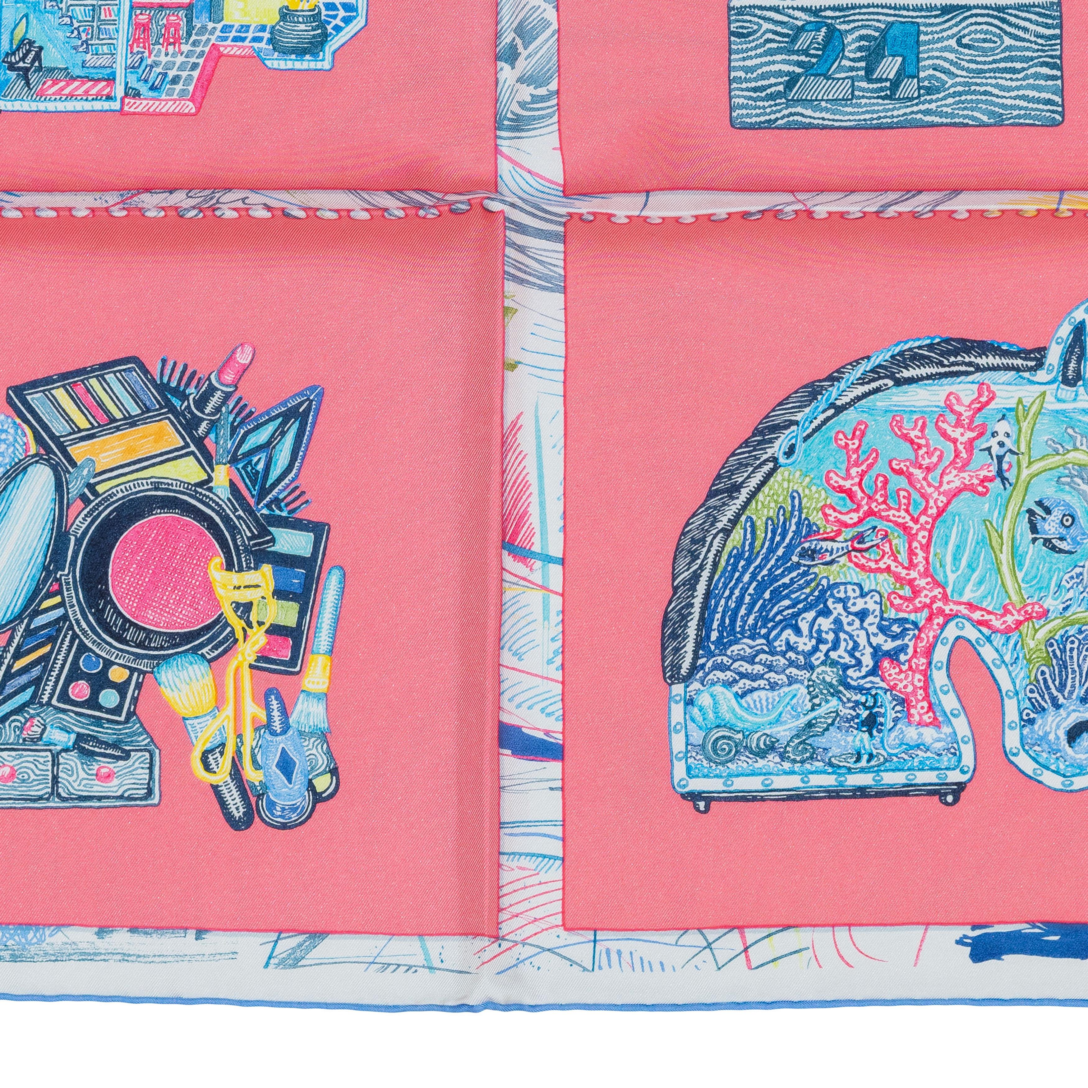 Auth. Hermès Scarf Chevaloscope - Rose Bleu New Store Tag 5