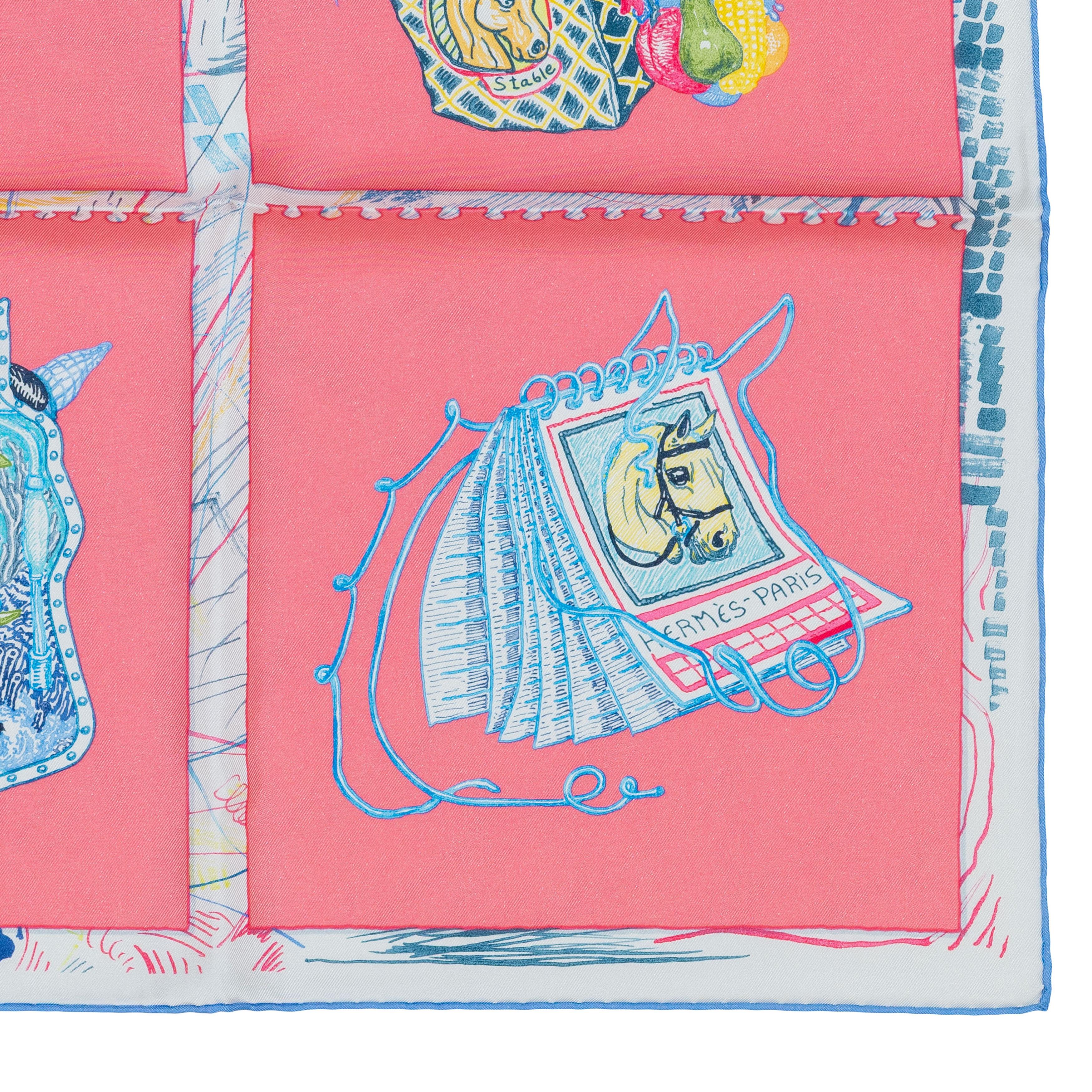 Auth. Hermès Scarf Chevaloscope - Rose Bleu New Store Tag 6