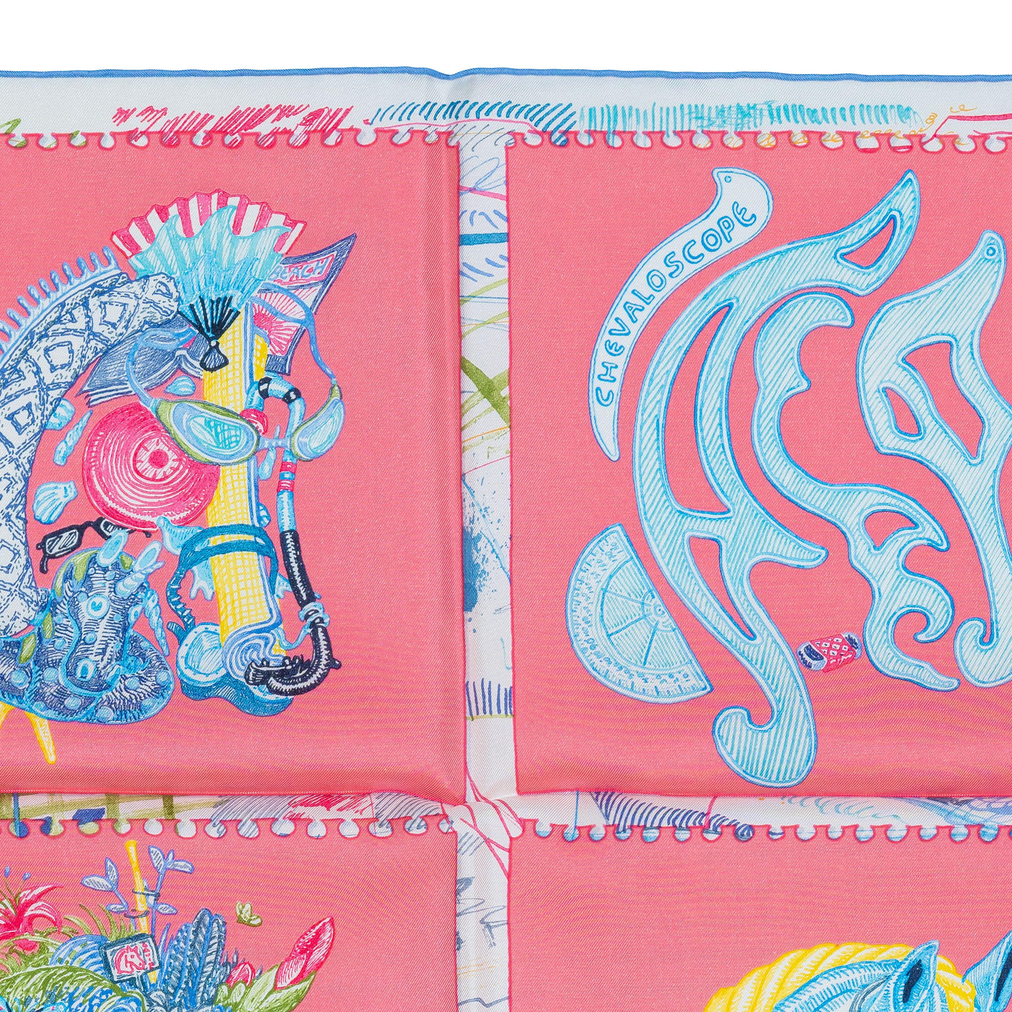 Auth. Hermès Scarf Chevaloscope - Rose Bleu New Store Tag In New Condition In Ottawa, CA