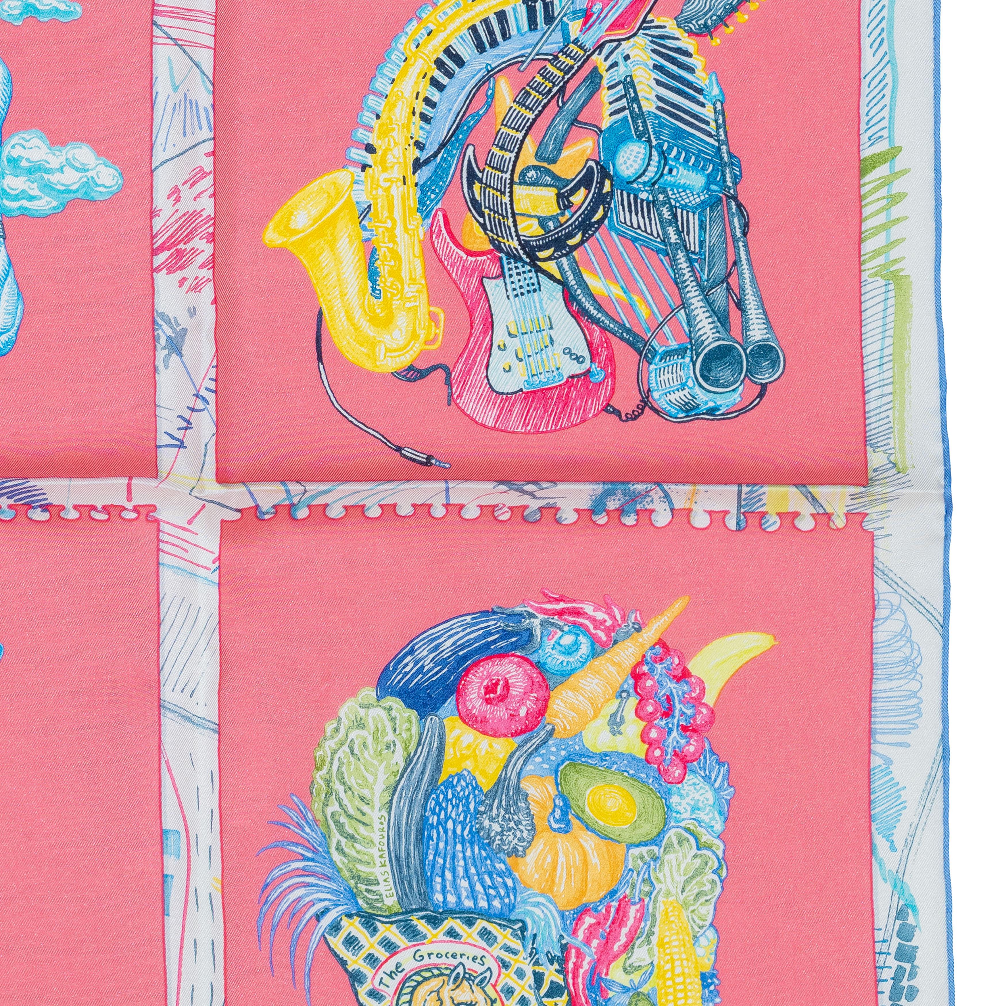 Auth. Hermès Scarf Chevaloscope - Rose Bleu New Store Tag 3