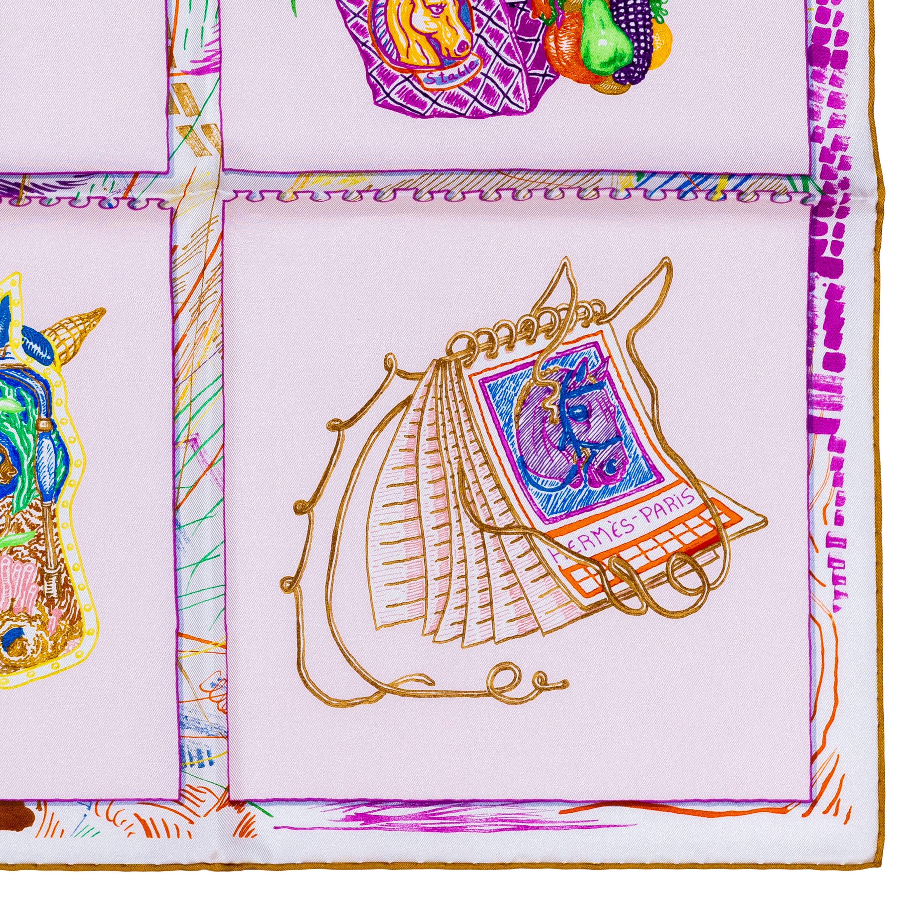 Auth. Hermès Scarf Chevaloscope - Rose Nacré Ver New Store Tag 6