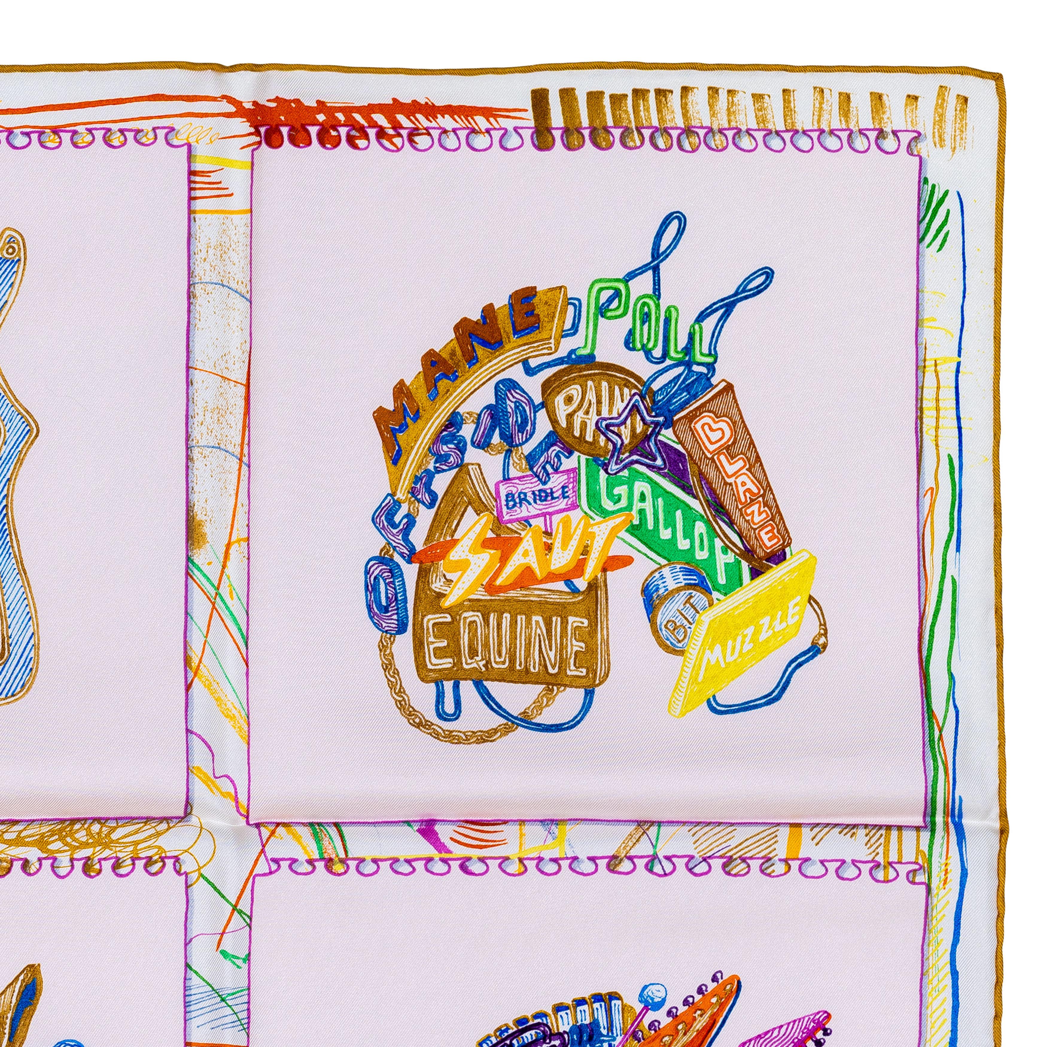 Women's Auth. Hermès Scarf Chevaloscope - Rose Nacré Ver New Store Tag