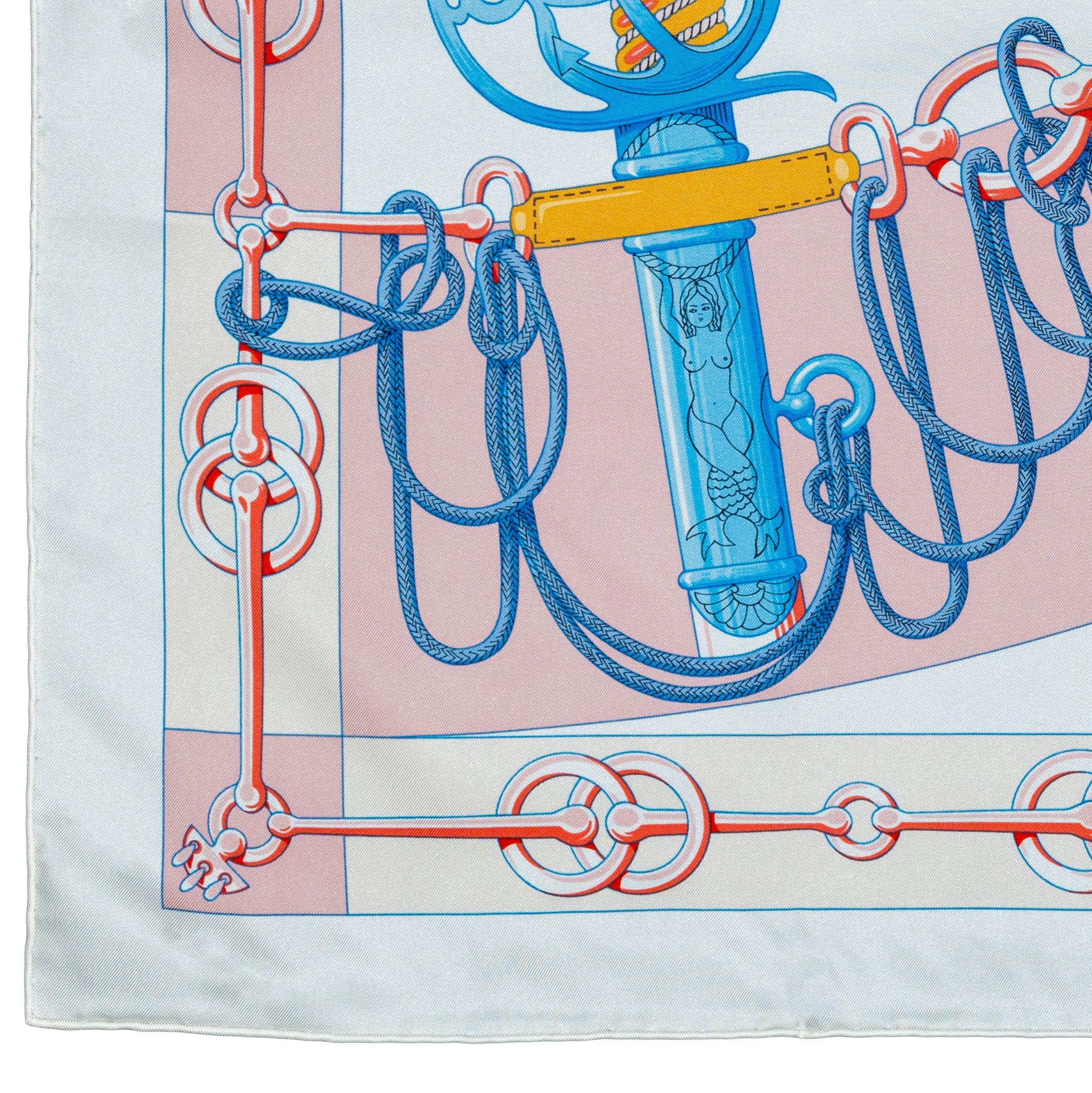 Auth. Hermès Scarf  Cliquetis - Blanc Rose poudre - New Store Tag For Sale 7