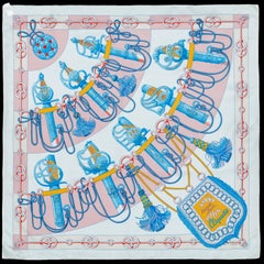 Auth. Hermès Scarf Cliquetis - Blanc Rose poudre - New Store Tag