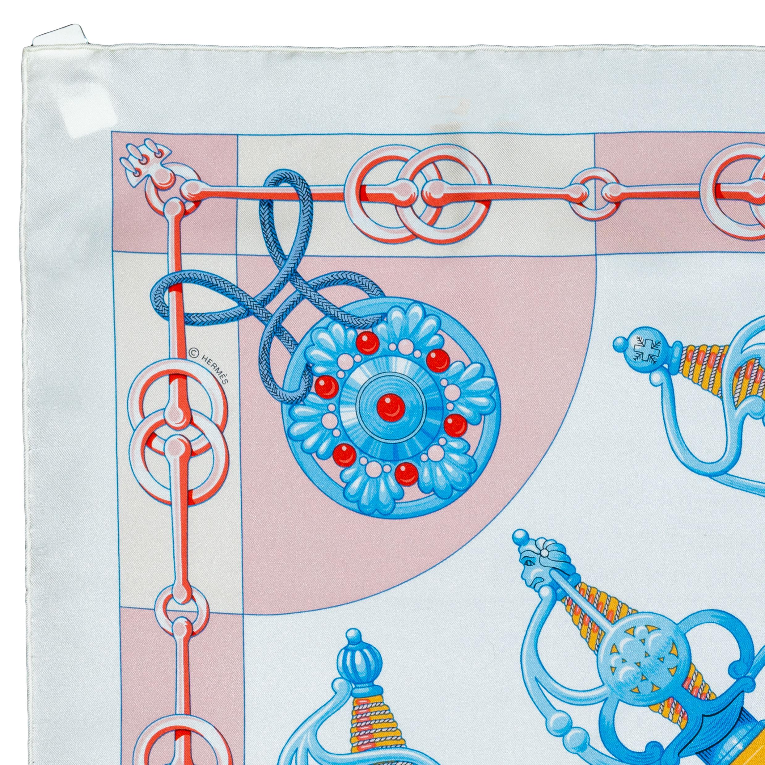 Auth. Hermès Scarf  Cliquetis - Blanc Rose poudre - New Store Tag For Sale 1