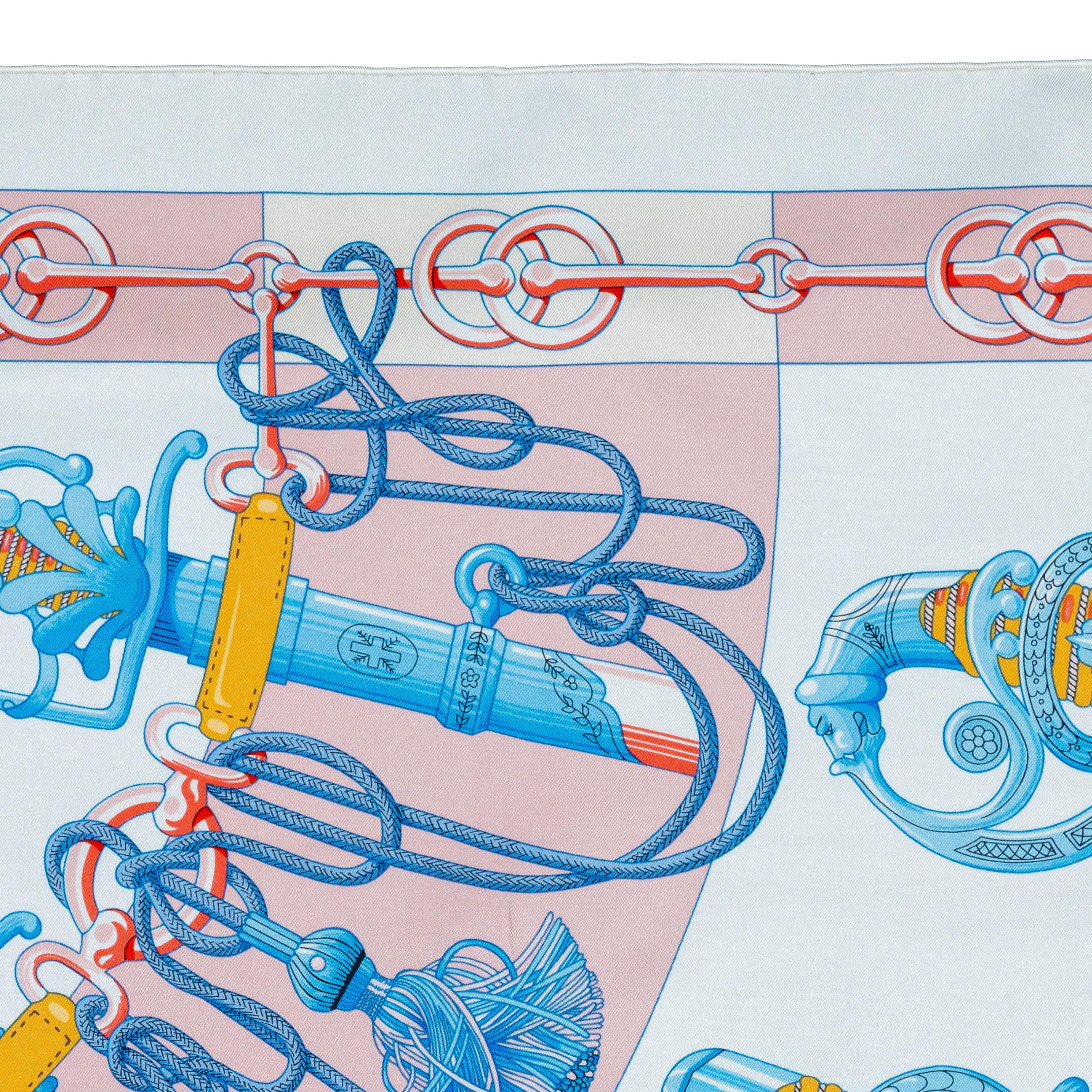 Auth. Hermès Scarf  Cliquetis - Blanc Rose poudre - New Store Tag For Sale 2