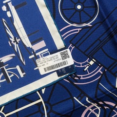 Auth. Hermes Scarf -  Complication Equestre - Marine Parme Blanc - New with Tag