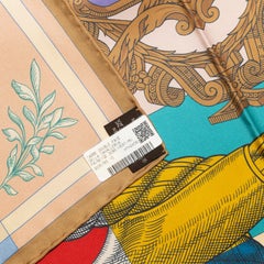 Auth Hermes Scarf Della Cavalleria Double Face Beige Doré  Vert - New Store Tag