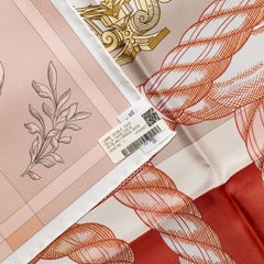 Auth Hermes Scarf Della Cavalleria Double Face Blanc Orange Rose - New Store Tag
