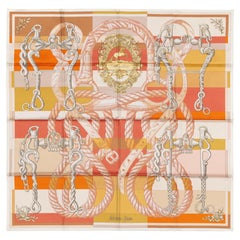 Auth Hermes Scarf Della Cavalleria Double Face Blanc Orange Rose - New Store Tag