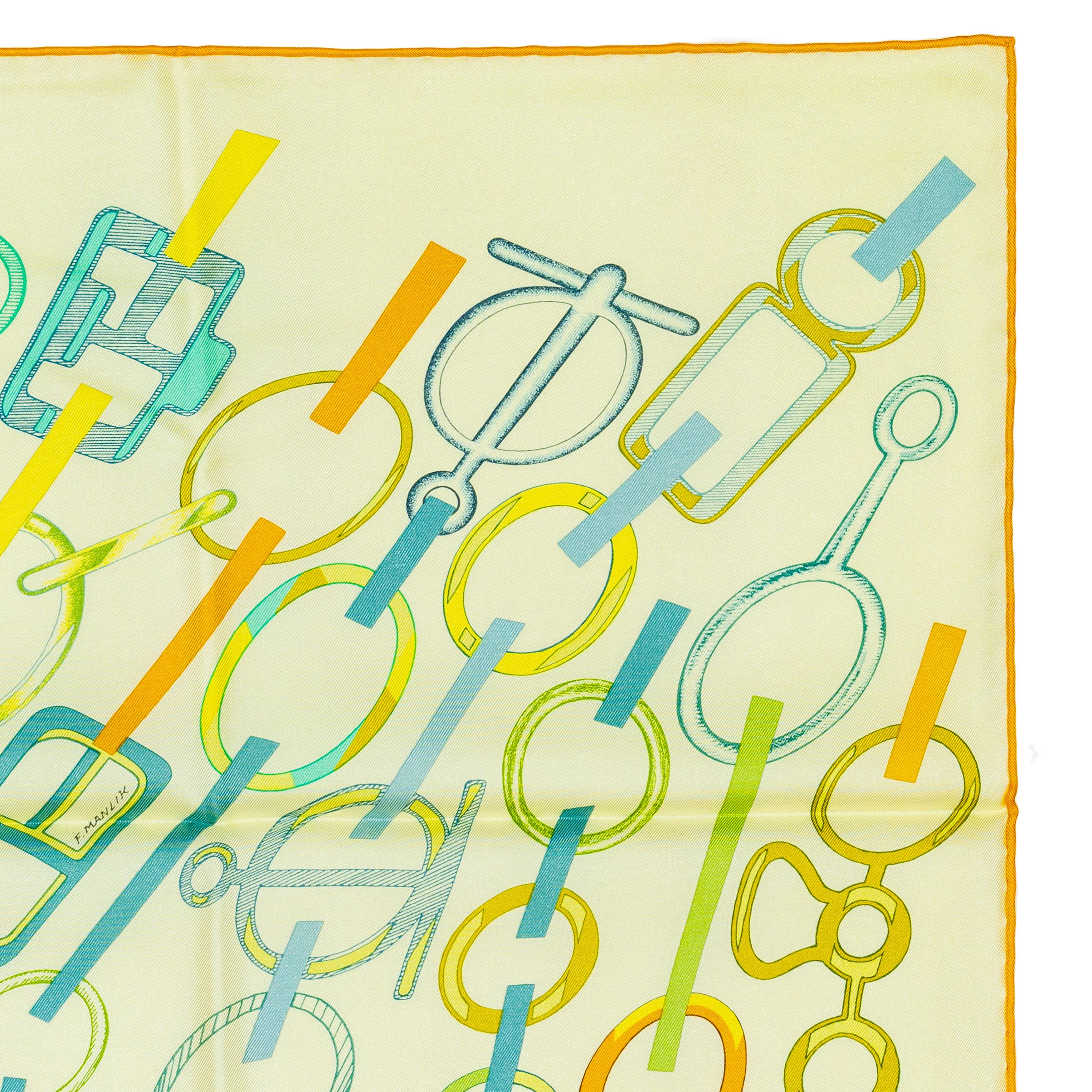 Auth. Hermès Foulard Do Re Boucles - Jaune Soufre Pale New Store Tag Pour femmes en vente