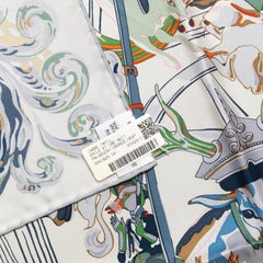 Auth. Hermes Scarf - Emile Et Une Nuit - Argent Orange Vert - New Store Tag