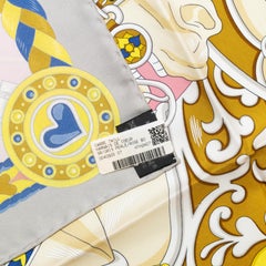 Auth. Hermes Scarf - Harnais De Coeur - Gris Perle Rose Bonbon - New Store Tag
