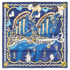 Auth. Hermes Scarf - Harnais De Coeur - Marine Fonce - New Store Tag