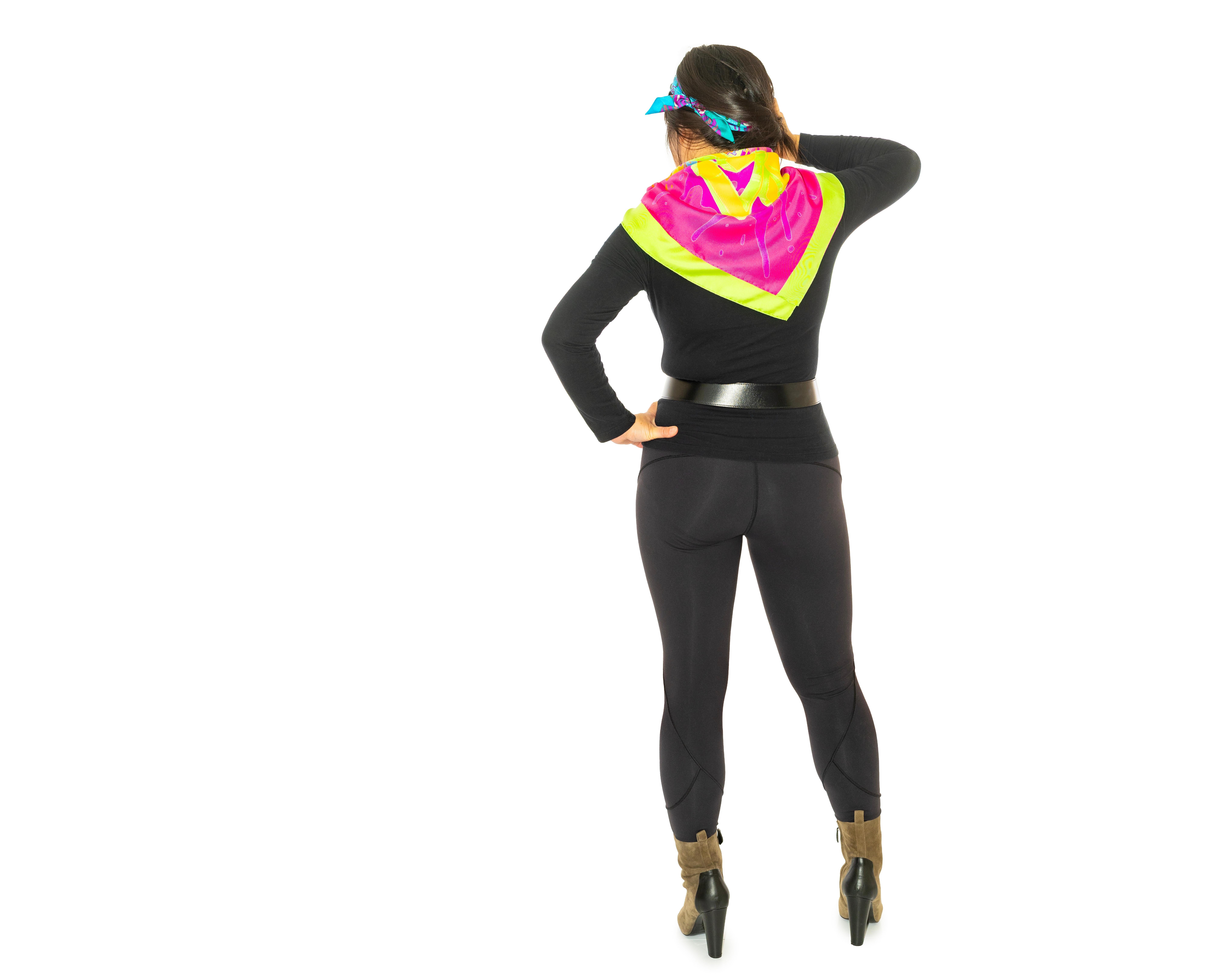 Aut. Bufanda Hermes Hermes Graff - Vert Fluo Fuschia Exc. Estado - Etiqueta de cuidado en Excelente estado para la venta en Ottawa, CA