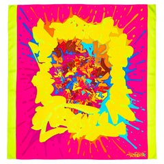 Auth. Hermes Scarf Hermes Graff - Vert Fluo Fuschia Exc. Condition - Care Tag