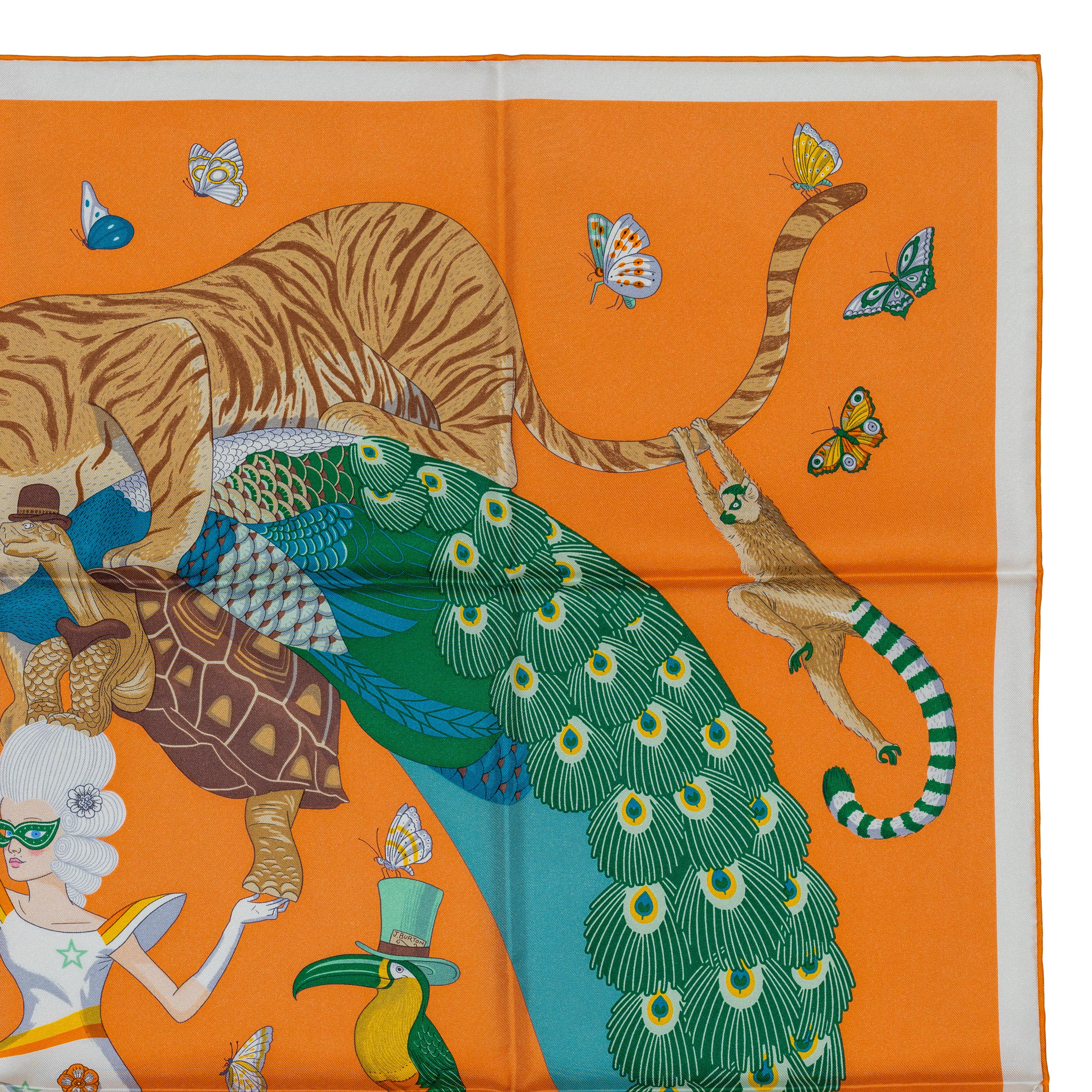 Auth. Hermès Scarf Hermès Story Abricot Beige Vert New Store Tag For Sale 1