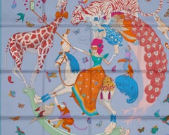 Auth. Hermès Scarf Hermès Story Green Blue Glacier Rose New Store Tag