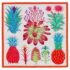 Aut. Hermès Bufanda Index Bromeliaceae - Blanc Corail Nueva Etiqueta de la Tienda