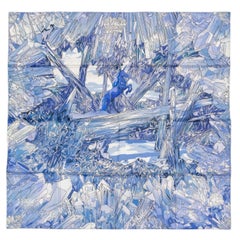 Auth. Hermes Scarf - La Vallee De Cristal - Bleu Blanc Parme - New Store Tag