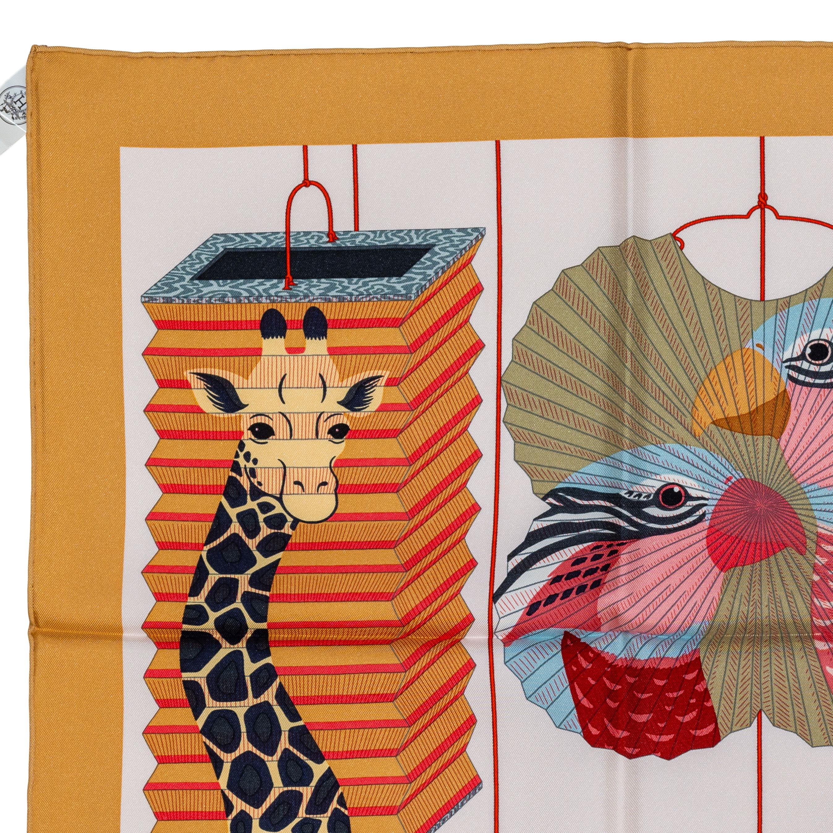 Auth. Hermès Scarf Lanternes, Ballons and Cocardes - Beige Rose Nacre New Tag 2
