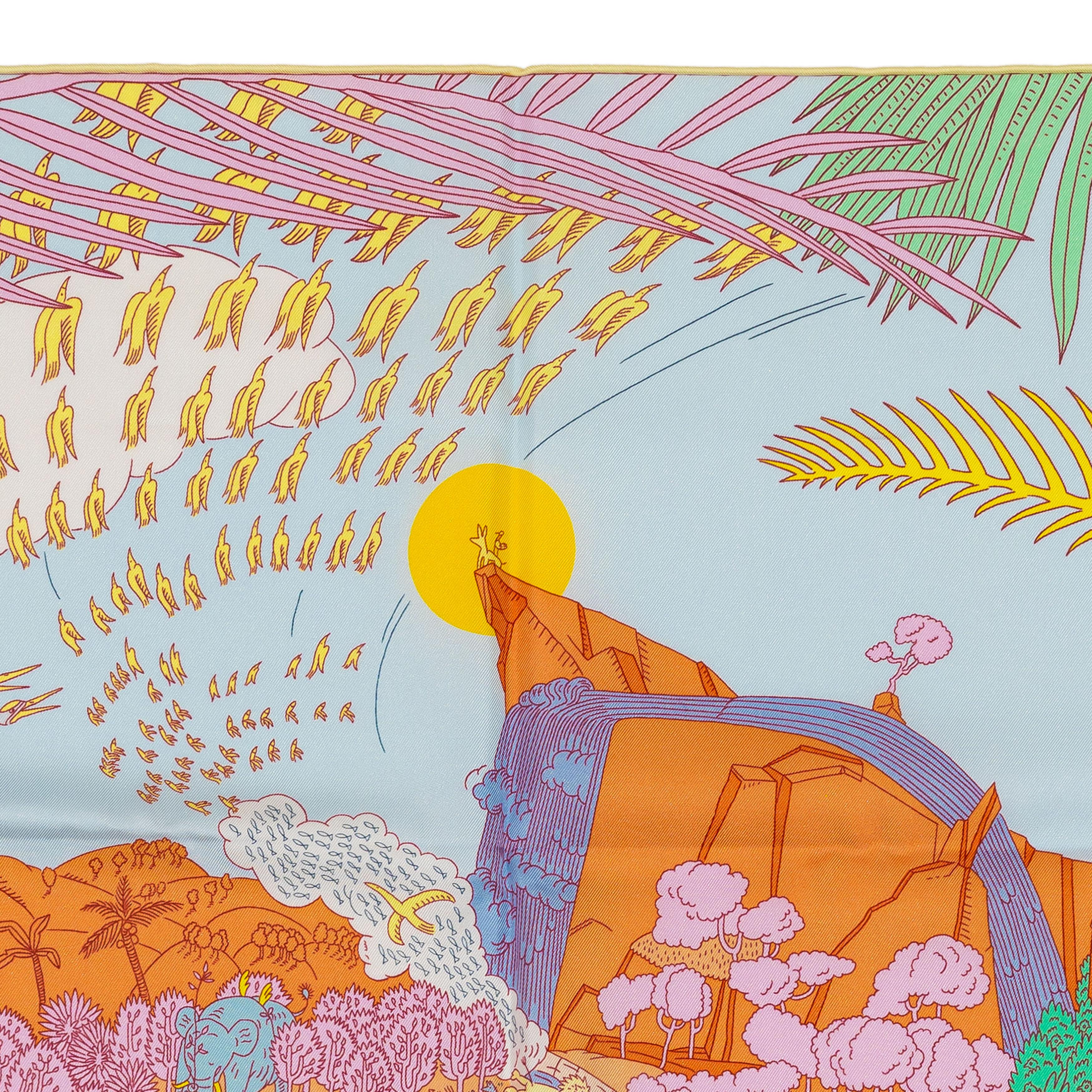 Auth. Hermès Scarf Le Carnaval des Animaux - Multicolour New Care Tag For Sale 1