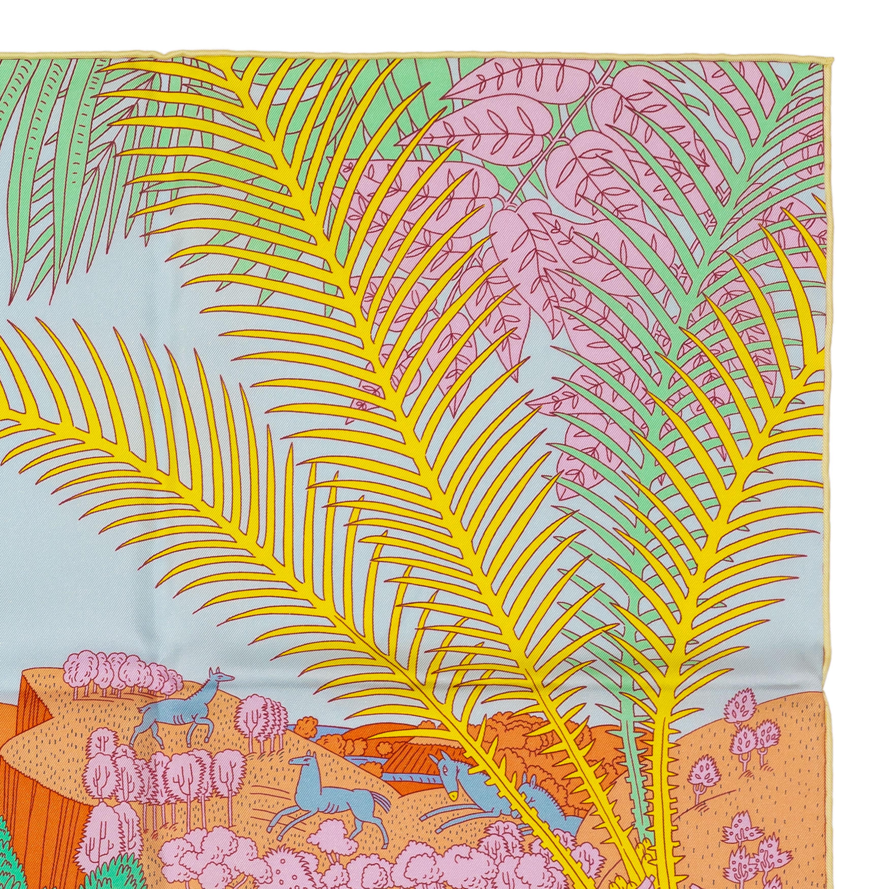 Auth. Hermès Scarf Le Carnaval des Animaux - Multicolour New Care Tag For Sale 2