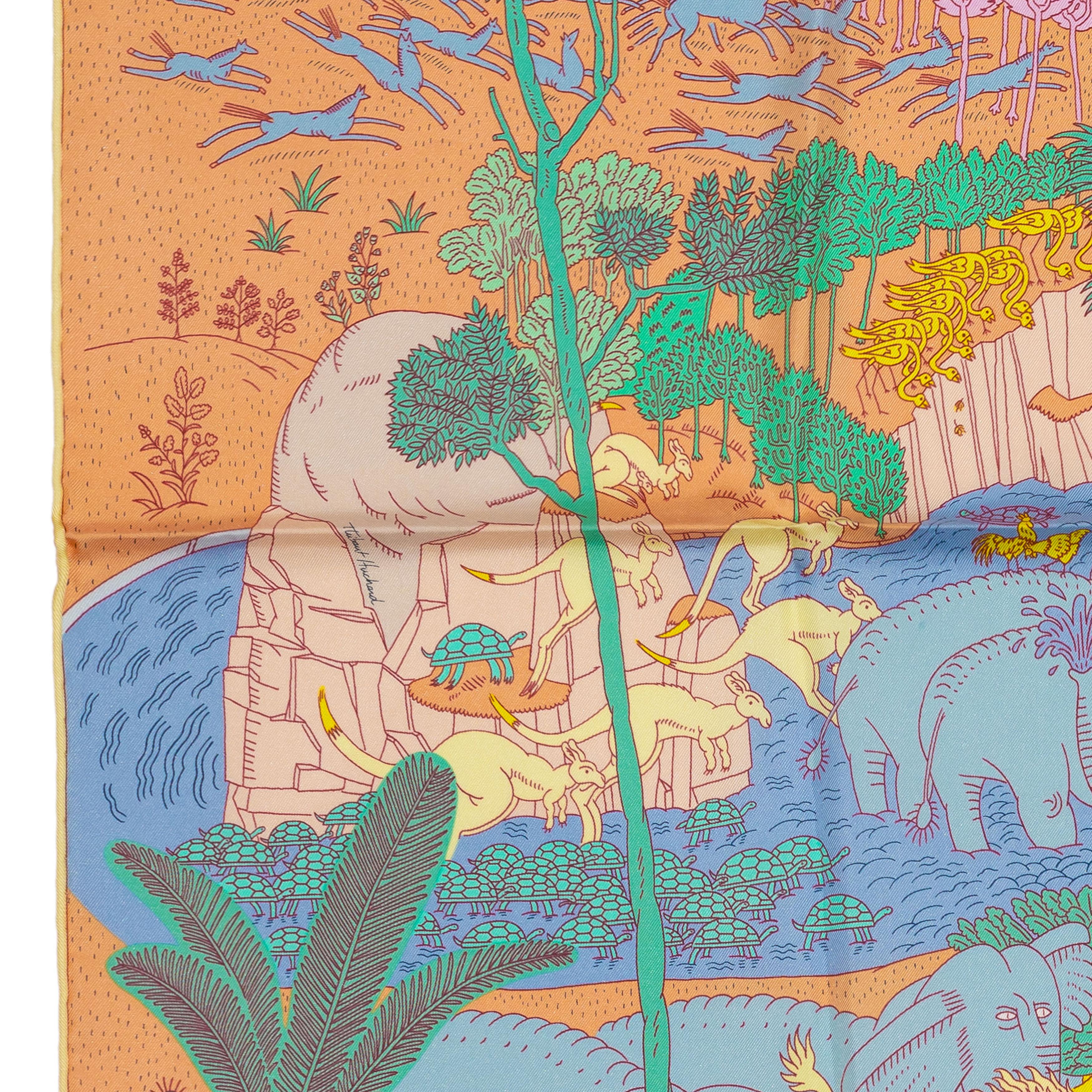 Auth. Hermès Scarf Le Carnaval des Animaux - Multicolour New Care Tag For Sale 3